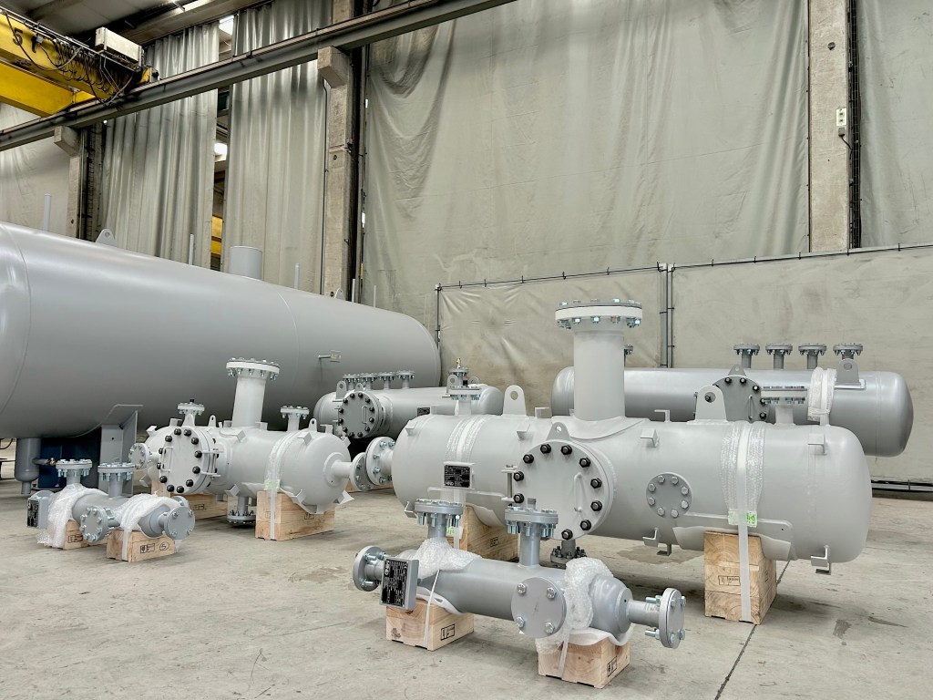 Pressure vessels photographed together in the MIND workshop